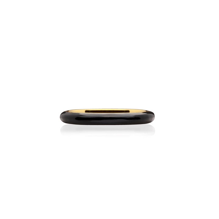 Enamel thin ring black (gold) in the group Rings / Gold Rings at SCANDINAVIAN JEWELRY DESIGN (R2140GEBL)