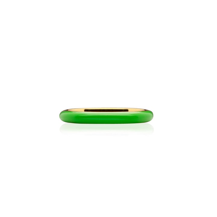 Enamel thin ring green (gold) in the group Rings / Gold Rings at SCANDINAVIAN JEWELRY DESIGN (R2140GPEG)