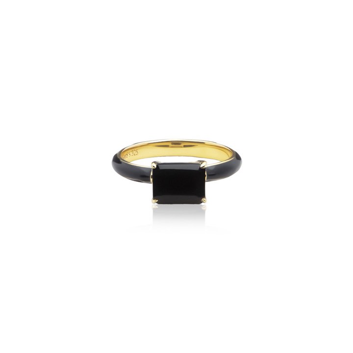 Iris enamel ring black (gold) in the group Rings / Gold Rings at SCANDINAVIAN JEWELRY DESIGN (R2141GEBO)