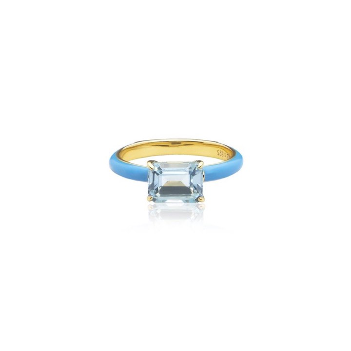 Iris enamel ring blue (gold) in the group Rings / Gold Rings at SCANDINAVIAN JEWELRY DESIGN (R2141GEBT)