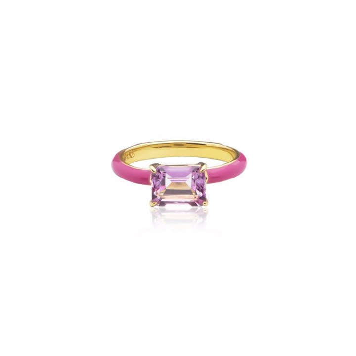 Iris enamel ring pink (gold) in the group Rings / Gold Rings at SCANDINAVIAN JEWELRY DESIGN (R2141GEPT)