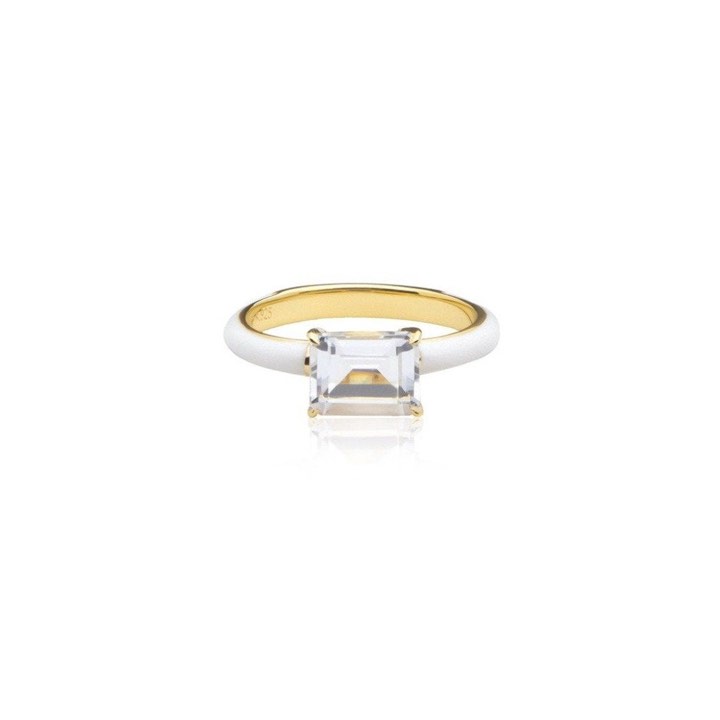 Iris enamel ring white (gold) in the group Rings / Gold Rings at SCANDINAVIAN JEWELRY DESIGN (R2141GERC)