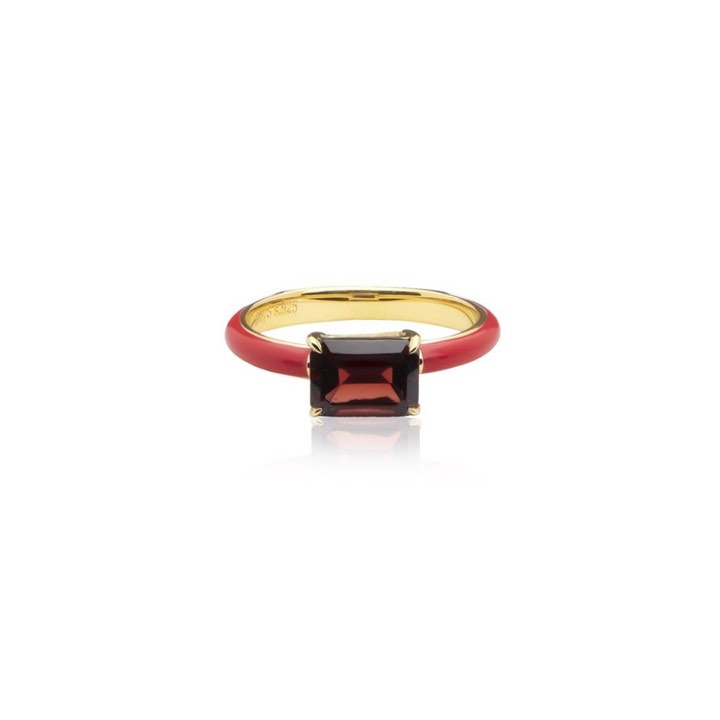 Iris enamel ring red (gold) in the group Rings / Gold Rings at SCANDINAVIAN JEWELRY DESIGN (R2141GERG)