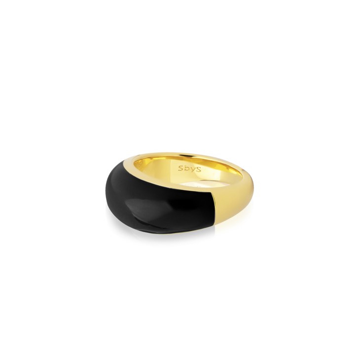 Enamel bold ring black (gold) in the group Rings / Gold Rings at SCANDINAVIAN JEWELRY DESIGN (R2202GEBL)