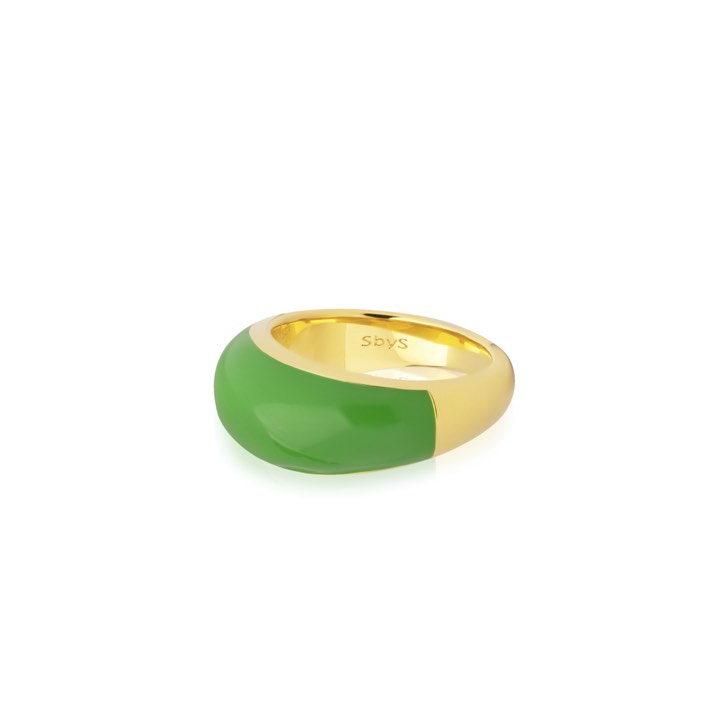 Enamel bold ring green (gold) in the group Rings / Gold Rings at SCANDINAVIAN JEWELRY DESIGN (R2202GPEG)