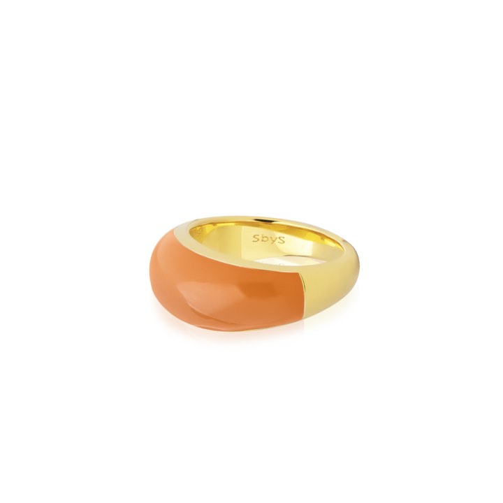 Enamel bold ring orange (gold) in the group Rings / Gold Rings at SCANDINAVIAN JEWELRY DESIGN (R2202GPEO)