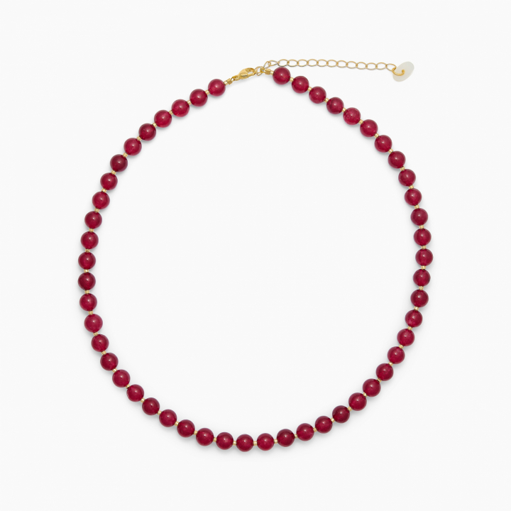Hailey Red Jade Necklace in the group Necklaces / Gold Necklaces at SCANDINAVIAN JEWELRY DESIGN (RODJ-KH)