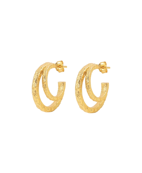 Double City Hoops Gold in the group Earrings / Gold Earrings at SCANDINAVIAN JEWELRY DESIGN (S08023-G)