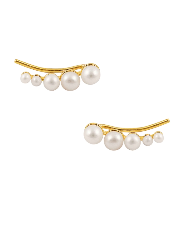 Pearl Croissant Earrings Gold in the group Earrings / Pearl Earrings at SCANDINAVIAN JEWELRY DESIGN (S08043-G)