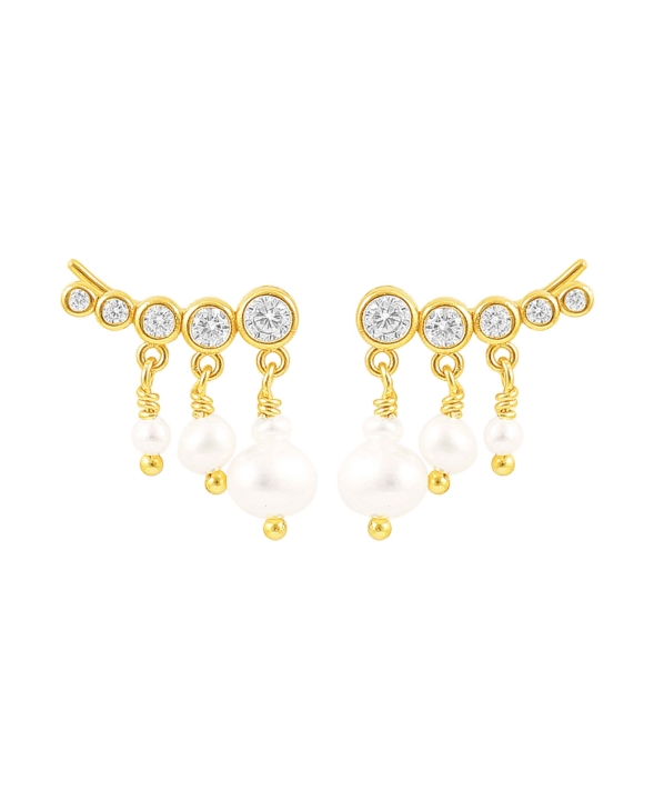 River Pearl Earrings Gold in the group Earrings / Pearl Earrings at SCANDINAVIAN JEWELRY DESIGN (S08177-G)