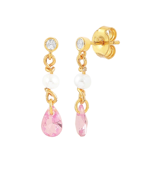 Pink Pearl Raindrop Earrings Gold in the group Earrings / Pearl Earrings at SCANDINAVIAN JEWELRY DESIGN (S08213-G)