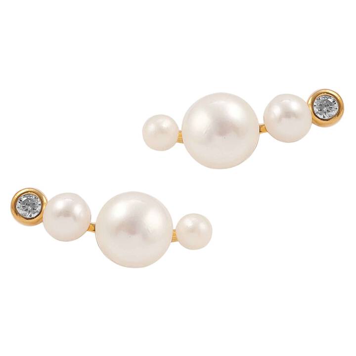 Agnes croissant Earrings Gold in the group Earrings / Pearl Earrings at SCANDINAVIAN JEWELRY DESIGN (S08220G)