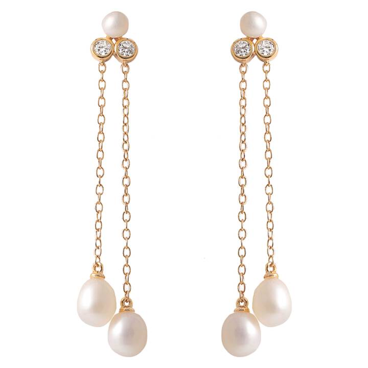 Agnes chain Earrings Gold in the group Earrings / Pearl Earrings at SCANDINAVIAN JEWELRY DESIGN (S08226G)