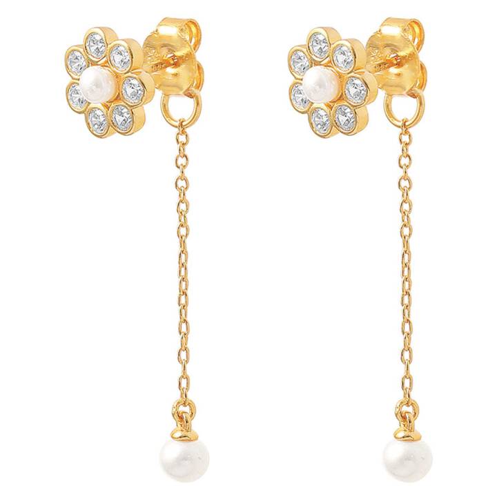 Aya flower Earrings Gold in the group Earrings / Pearl Earrings at SCANDINAVIAN JEWELRY DESIGN (S08227G)