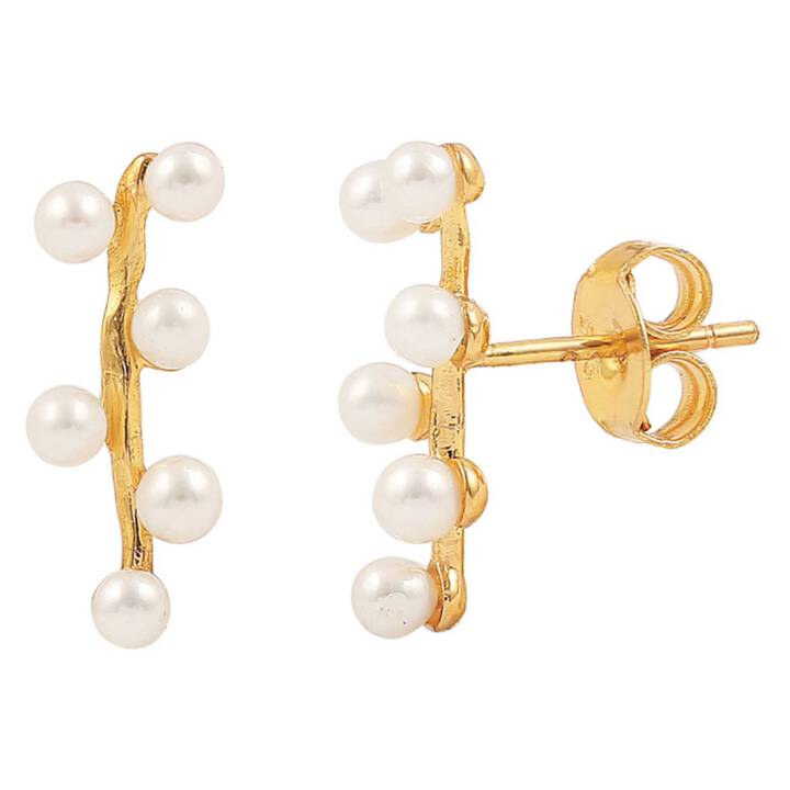 Alva croissant Earrings Gold in the group Earrings / Pearl Earrings at SCANDINAVIAN JEWELRY DESIGN (S08235G)