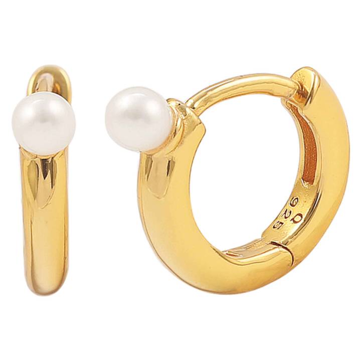 Agnes hoops Earrings Gold in the group Earrings / Pearl Earrings at SCANDINAVIAN JEWELRY DESIGN (S08237G)
