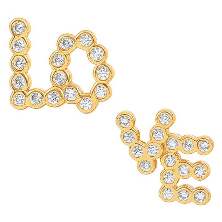 Love stickers Earrings Gold in the group Earrings / Gold Earrings at SCANDINAVIAN JEWELRY DESIGN (S08240G)