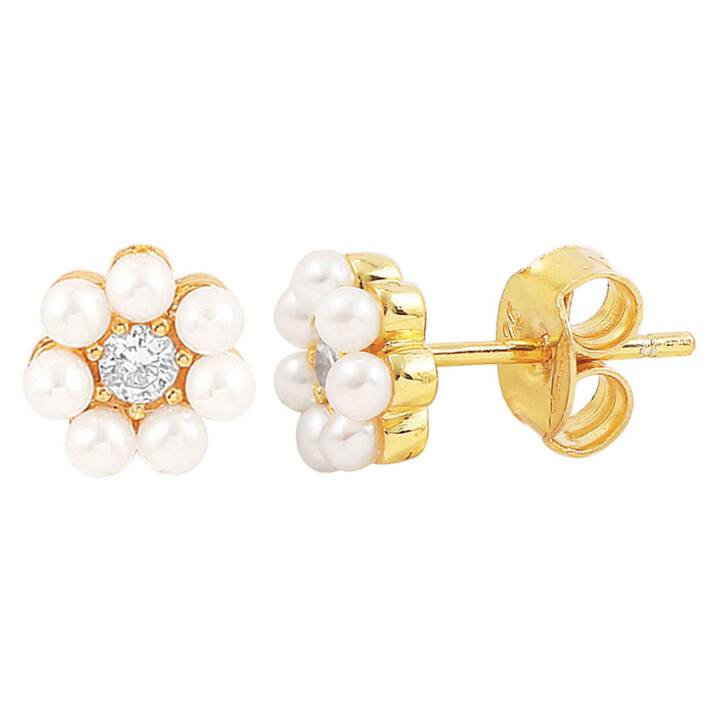 Aya flower pearl sticker Earrings Gold in the group Earrings / Gold Earrings at SCANDINAVIAN JEWELRY DESIGN (S08254G)