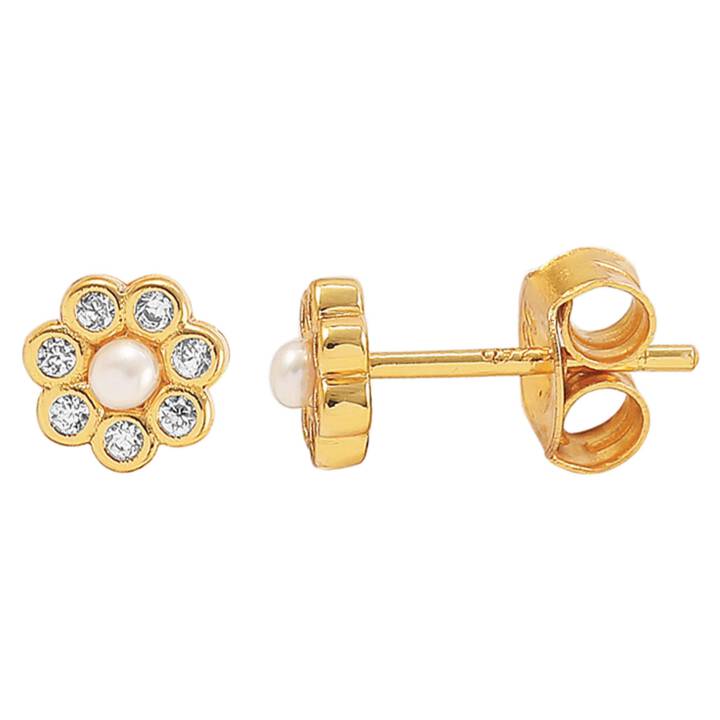 Aya flower sticker Earrings Gold in the group Earrings / Pearl Earrings at SCANDINAVIAN JEWELRY DESIGN (S08255G)