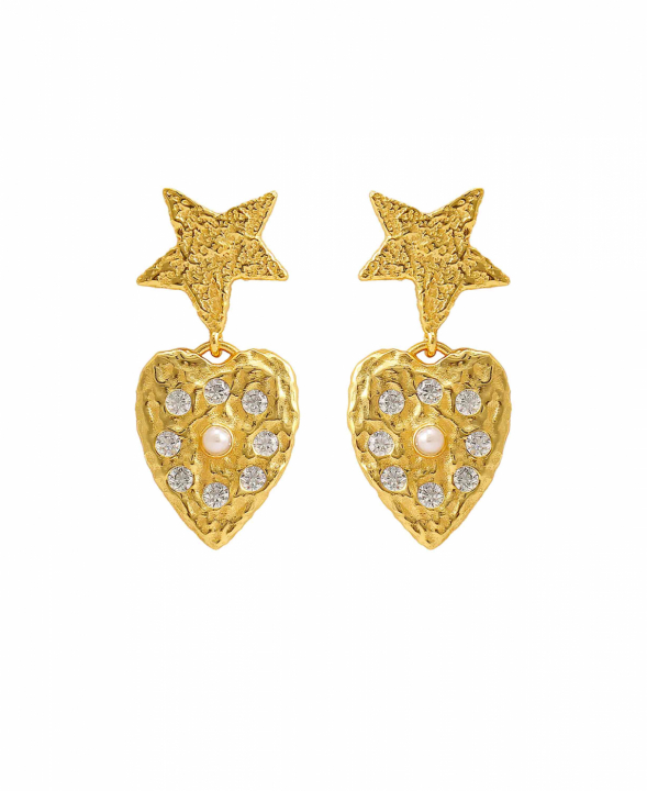 Lucia Star Earrings Gold in the group Earrings / Pearl Earrings at SCANDINAVIAN JEWELRY DESIGN (S08546G)