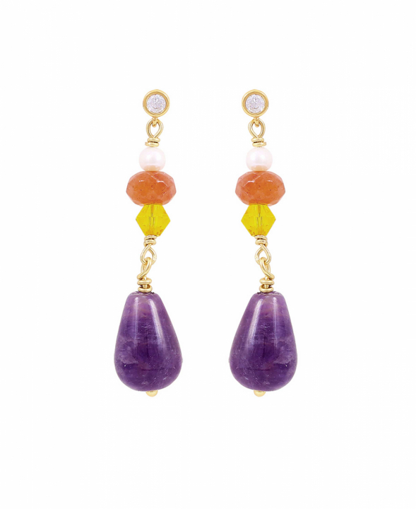 Elsie big Earrings Gold in the group Earrings / Pearl Earrings at SCANDINAVIAN JEWELRY DESIGN (S08572G)