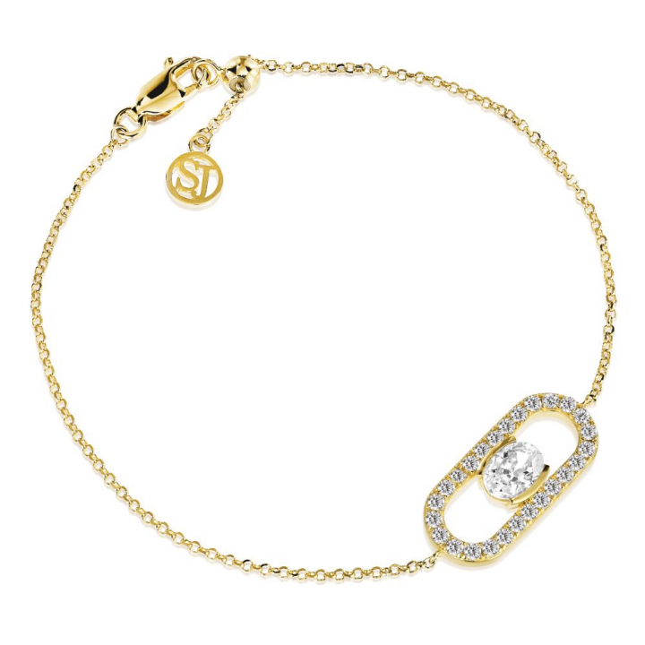 Ellisse Carezza - 18k Goldpläterad, med vita zirkoner  Bracelets in the group Bracelets / Gold Bracelets at SCANDINAVIAN JEWELRY DESIGN (SJ-B2360-CZ-YG)