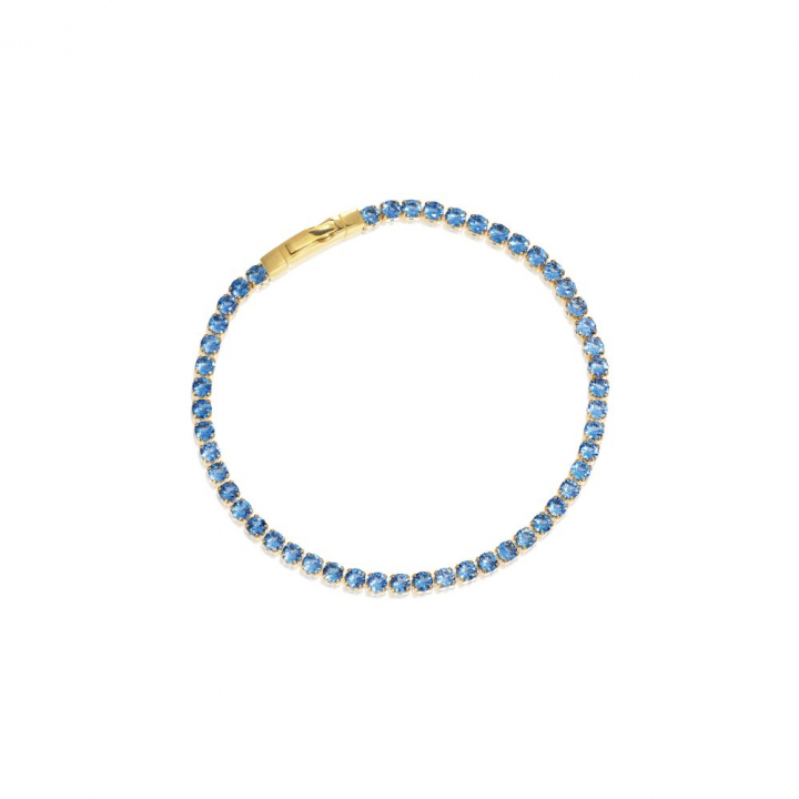 Ellera Grande - 18k Goldpläterad, med blåa zirkoner Bracelets in the group Bracelets / Gold Bracelets at SCANDINAVIAN JEWELRY DESIGN (SJ-B2870-BLCZ-YG-19)