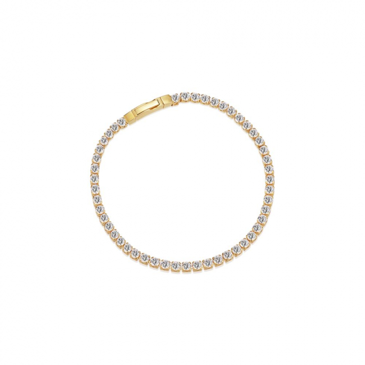 Ellera Grande - 18k Goldpläterad, med vita zirkoner Bracelets in the group Bracelets / Gold Bracelets at SCANDINAVIAN JEWELRY DESIGN (SJ-B2870-CZ-YG-19)