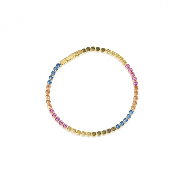 Ellera Grande - 18k Goldpläterad, med multifärgade zirkoner Bracelets in the group Bracelets / Gold Bracelets at SCANDINAVIAN JEWELRY DESIGN (SJ-B2870-XCZ-YG-18)