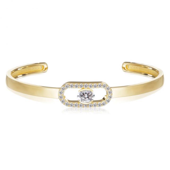 Ellisse Carezza - 18k Goldpläterad, med vita zirkoner  Bracelets in the group Bracelets / Gold Bracelets at SCANDINAVIAN JEWELRY DESIGN (SJ-BG2360-CZ-YG)