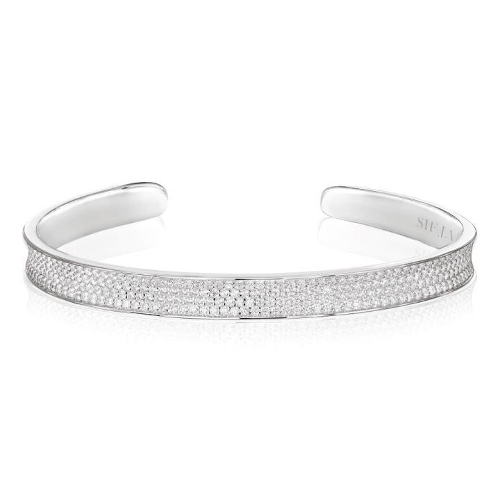 Feline Concavo - med vita zirkoner Bracelets in the group Bracelets / Silver Bracelets at SCANDINAVIAN JEWELRY DESIGN (SJ-BG2392-CZ)
