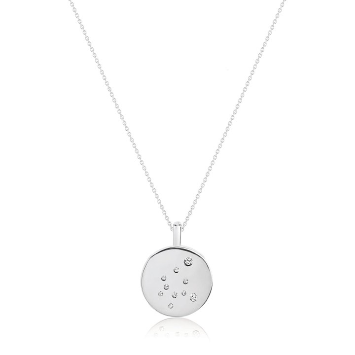 ZODIACO AQUARIUS Necklaces White Zirkoner (silver) in the group Necklaces / Silver Necklaces at SCANDINAVIAN JEWELRY DESIGN (SJ-C1064-CZ)