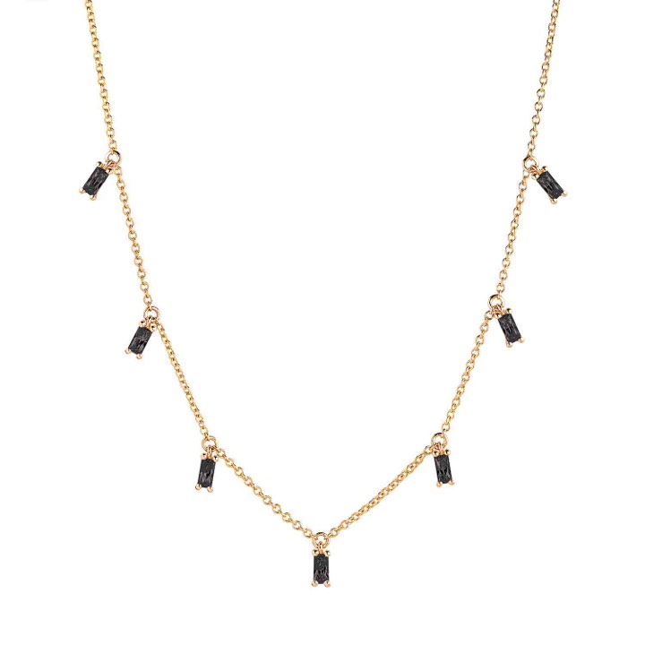 PRINCESS BAGUETTE Necklaces Black Zirkoner (Gold) in the group Necklaces / Gold Necklaces at SCANDINAVIAN JEWELRY DESIGN (SJ-C1074-BK-YG)