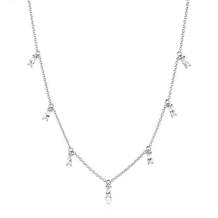 PRINCESS BAGUETTE Necklaces White Zirkoner (silver) in the group Necklaces / Silver Necklaces at SCANDINAVIAN JEWELRY DESIGN (SJ-C1074-CZ)