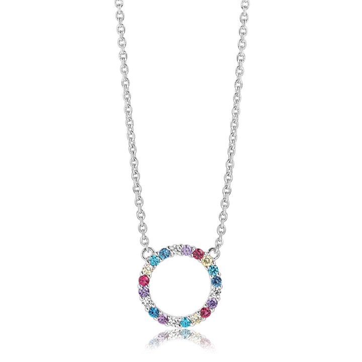 BIELLA GRANDE Necklaces Multi-coloured Zircons (silver) in the group Necklaces / Silver Necklaces at SCANDINAVIAN JEWELRY DESIGN (SJ-C3381-XCZ)
