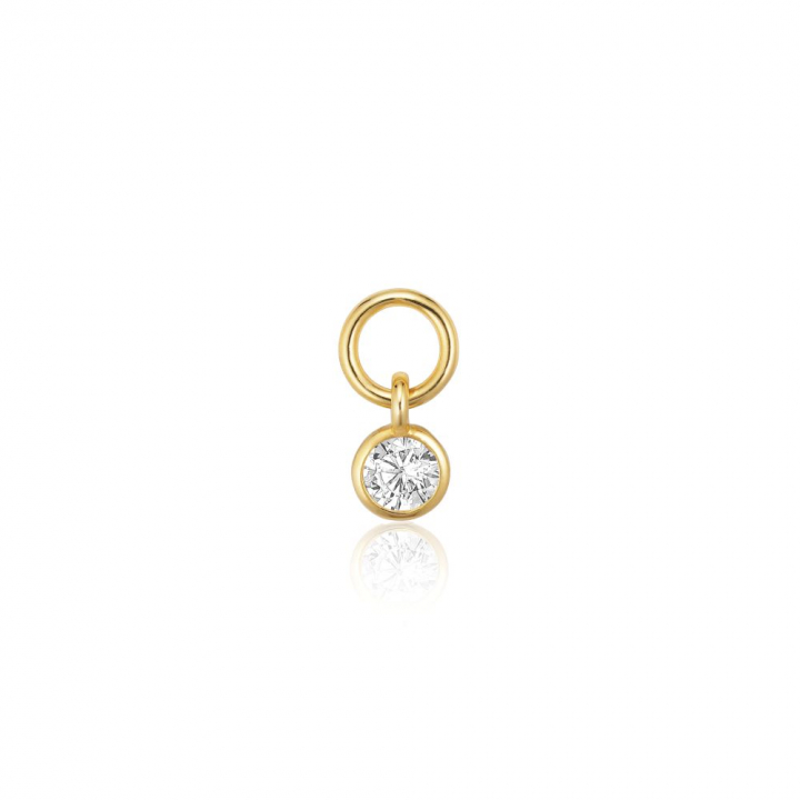 Charm Ghiera Uno - 18k Goldpläterad, med vita zirkoner Hoop  in the group Earrings / Gold Earrings at SCANDINAVIAN JEWELRY DESIGN (SJ-CH2370-CZ-YG)