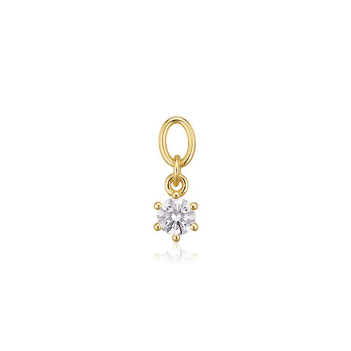 Charm Circolo Uno - 18k Goldpläterad, med vita zirkoner Hoop  in the group Earrings / Gold Earrings at SCANDINAVIAN JEWELRY DESIGN (SJ-CH2371-CZ-YG)