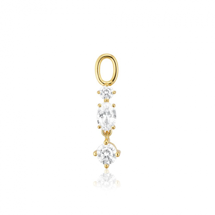 Charm Pendolo Tre - 18k Goldpläterad, med vita zirkoner Hoop  in the group Earrings / Gold Earrings at SCANDINAVIAN JEWELRY DESIGN (SJ-CH2374-CZ-YG)