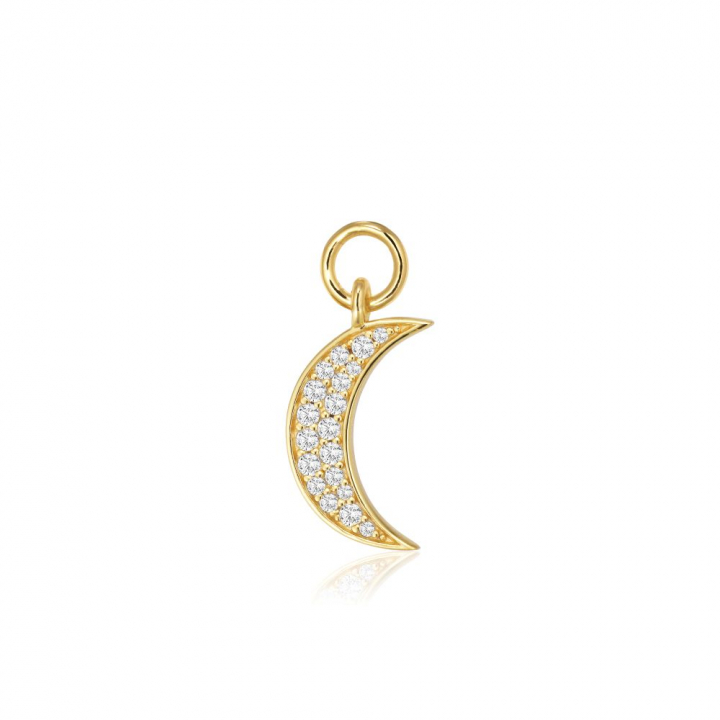 Charm Luna  - 18k Goldpläterad, med vita zirkoner Hoop  in the group Earrings / Gold Earrings at SCANDINAVIAN JEWELRY DESIGN (SJ-CH2380-CZ-YG)