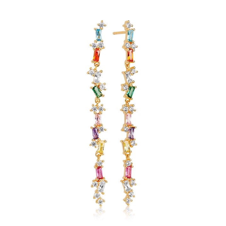 ANTELLA LUNGO Earring Multi-coloured Zircons (Gold) in the group Earrings / Gold Earrings at SCANDINAVIAN JEWELRY DESIGN (SJ-E0322-XCZYG)