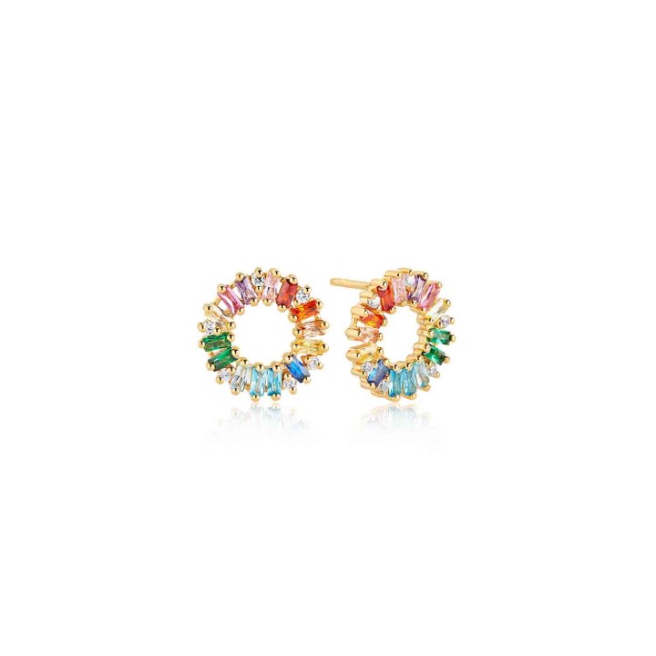 ANTELLA CIRCOLO Earring Multi-coloured Zircons (Gold) in the group Earrings / Gold Earrings at SCANDINAVIAN JEWELRY DESIGN (SJ-E0324-XCZYG)