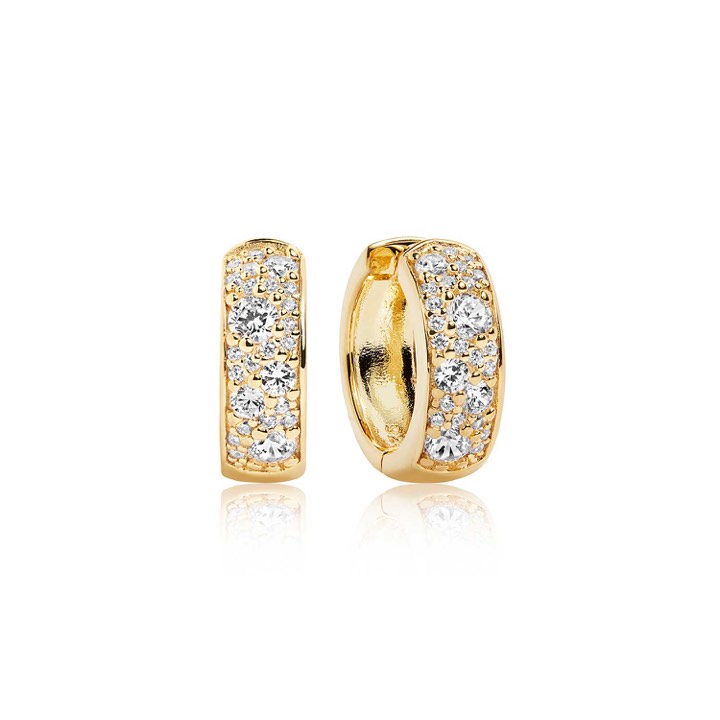 NOVARA CIRCOLO Earring White Zirkoner (Gold) in the group Earrings / Gold Earrings at SCANDINAVIAN JEWELRY DESIGN (SJ-E1059-CZYG)