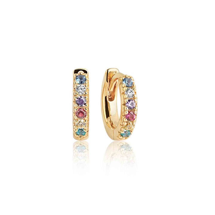 ELLERA PICCOLO Earring Multi-coloured Zircons (Gold) in the group Earrings / Gold Earrings at SCANDINAVIAN JEWELRY DESIGN (SJ-E1066-XCZYG)