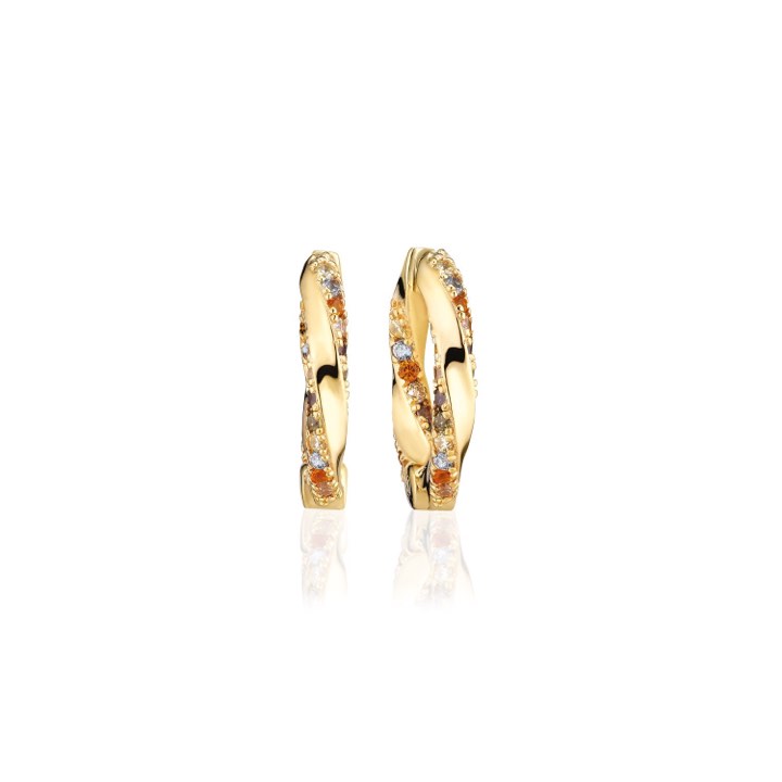 FERRARA MEDIO Earring Multi-coloured Zircons (Gold) in the group Earrings / Gold Earrings at SCANDINAVIAN JEWELRY DESIGN (SJ-E12109-ACZ-SG)