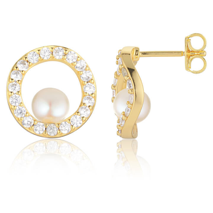 PONZA CIRCOLO Earring in the group Earrings / Pearl Earrings at SCANDINAVIAN JEWELRY DESIGN (SJ-E12348-PCZ-YG)