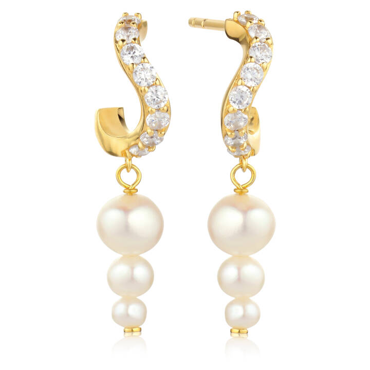 PONZA LUNGO Earring in the group Earrings / Pearl Earrings at SCANDINAVIAN JEWELRY DESIGN (SJ-E12352-PCZ-YG)