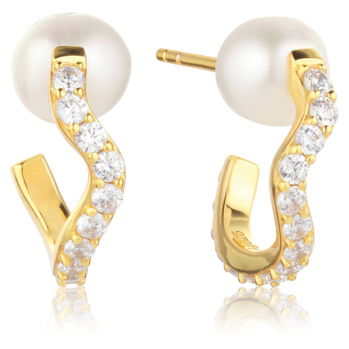 PONZA CREOLO MEDIO Earring in the group Earrings / Pearl Earrings at SCANDINAVIAN JEWELRY DESIGN (SJ-E12354-PCZ-YG)