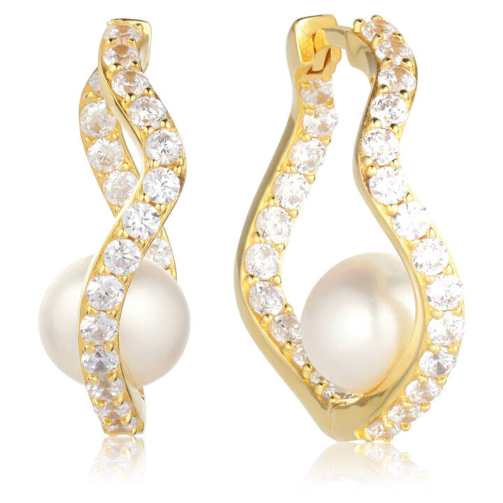 PONZA Earring in the group Earrings / Pearl Earrings at SCANDINAVIAN JEWELRY DESIGN (SJ-E12358-PCZ-YG)