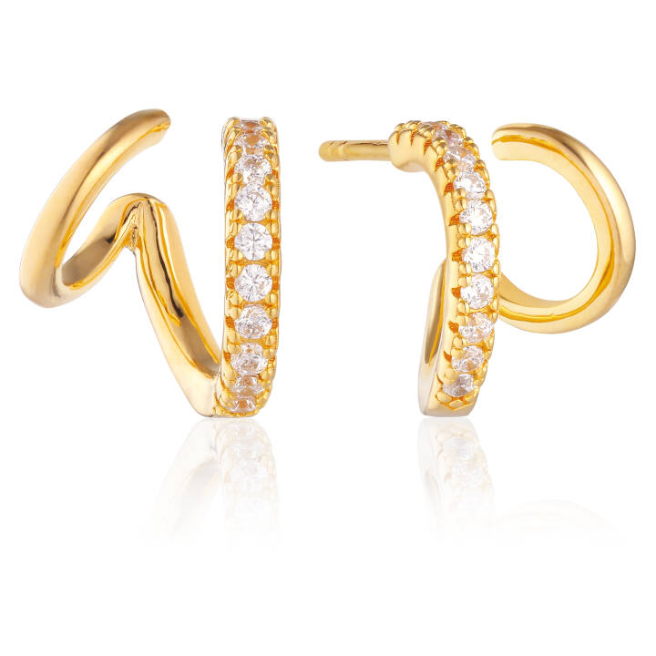 ELLERA DUE PICCOLO EARRINGS Gold in the group Earrings / Gold Earrings at SCANDINAVIAN JEWELRY DESIGN (SJ-E22212-CZ-YG)