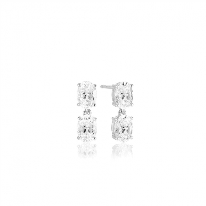 Ellisse Due Piccolo - med vita zirkoner Earring in the group Earrings / Silver Earrings at SCANDINAVIAN JEWELRY DESIGN (SJ-E2308-CZ)